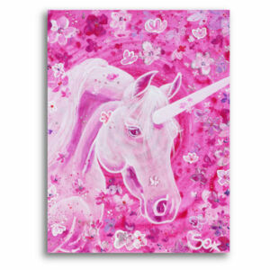 Imagen de unicornio: Unicornio de flores de primavera – impresión de arte