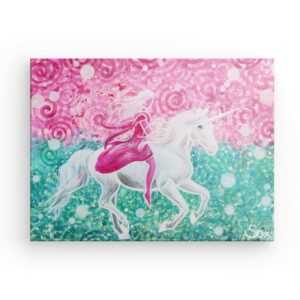 Unicorn picture: Unicorn galloping into joy – art print